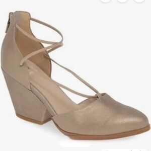 Eileen Fisher Poet Metallic Suede Criss-Cross D'Orsay Pumps.